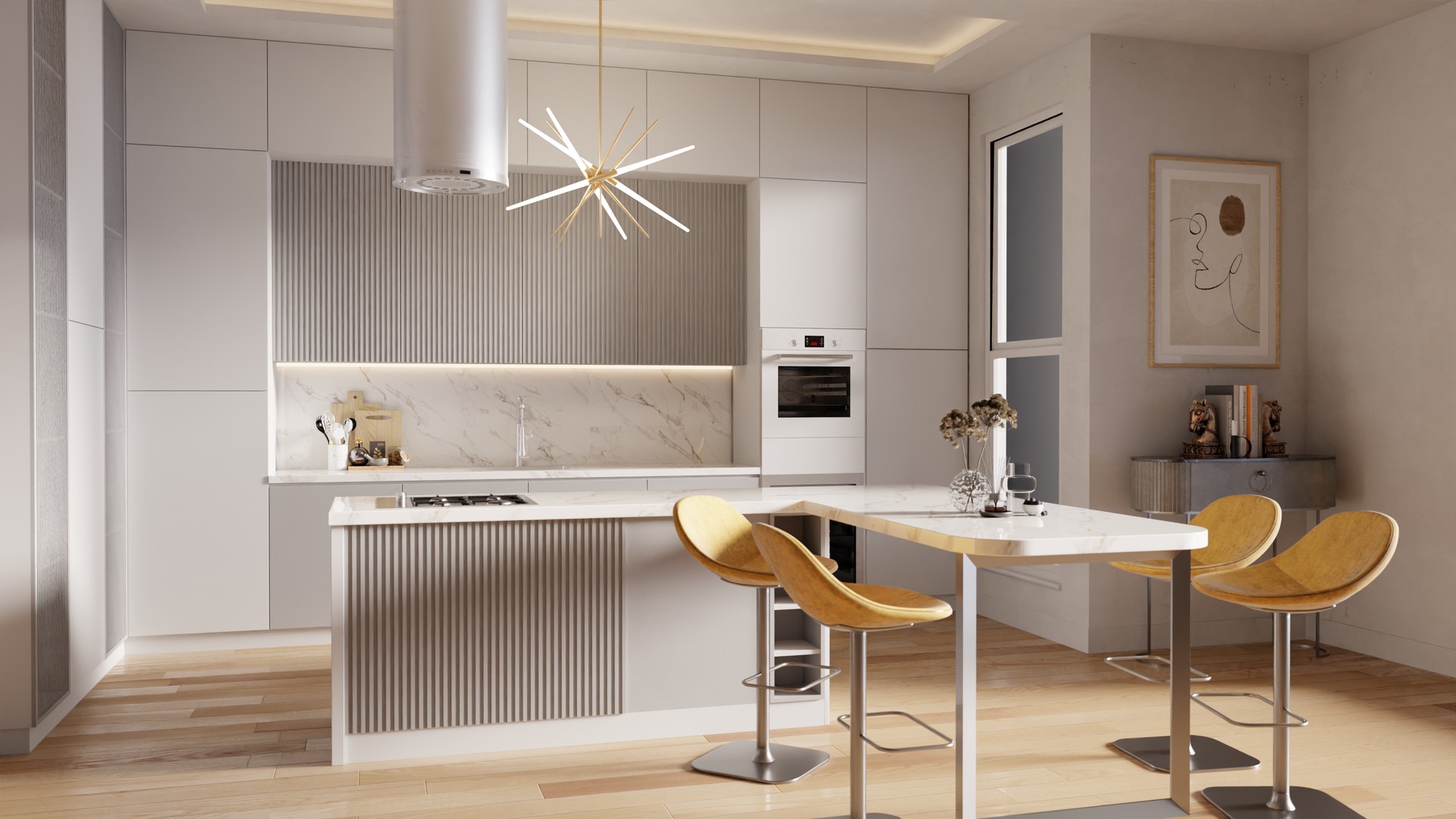Penthouse Küche – Interior Rendering Küche Zürich