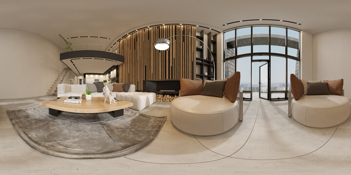 360 Grad Panorama Rendering Innenraum Schweiz